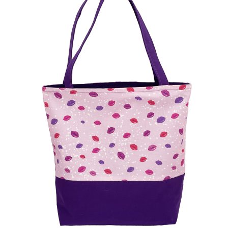 Womens Tote Bag-Purple Lips Design