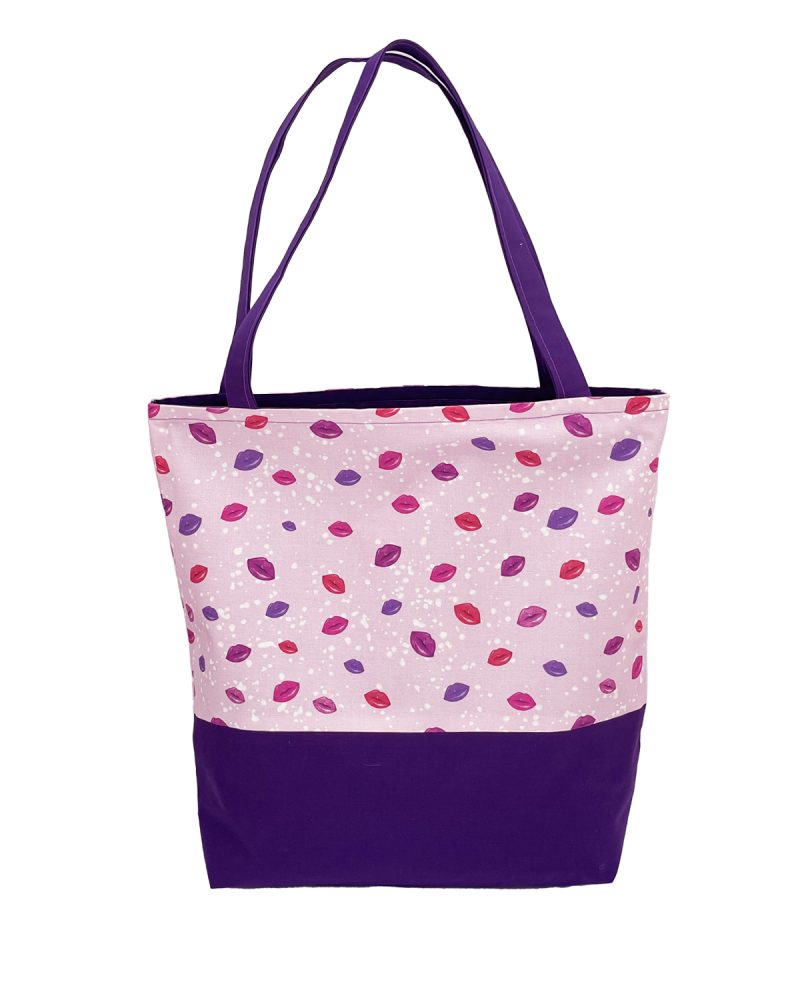 Womens Tote Bag-Purple Lips Design
