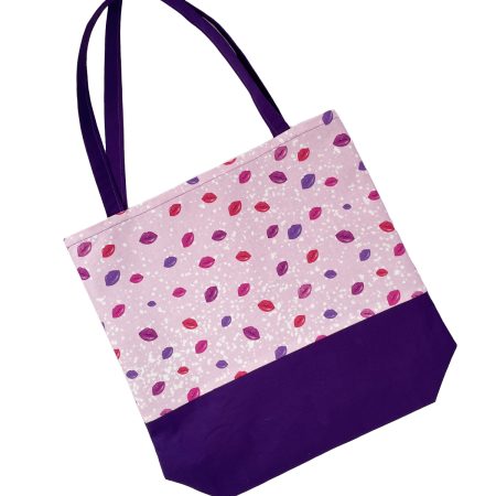 Womens Tote Bag-Purple Lips Design