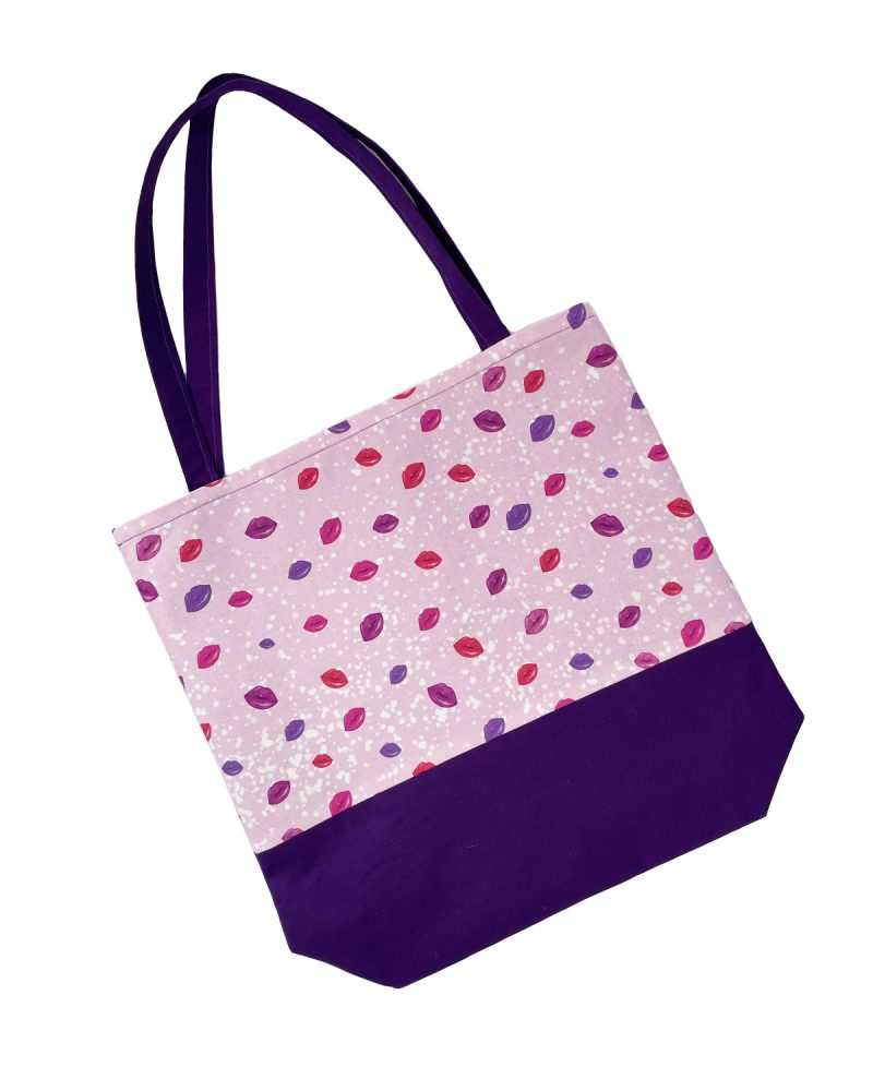 Womens Tote Bag-Purple Lips Design