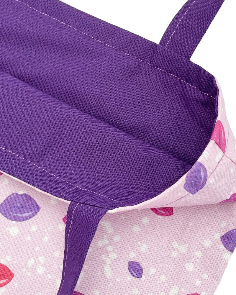 Womens Tote Bag-Purple Lips Design