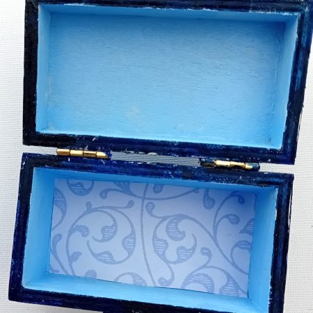 little blue trinket box hand painted