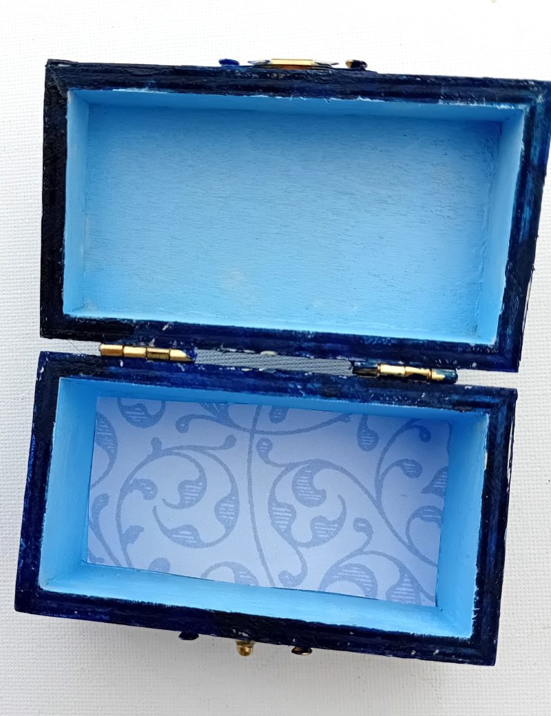 little blue trinket box hand painted