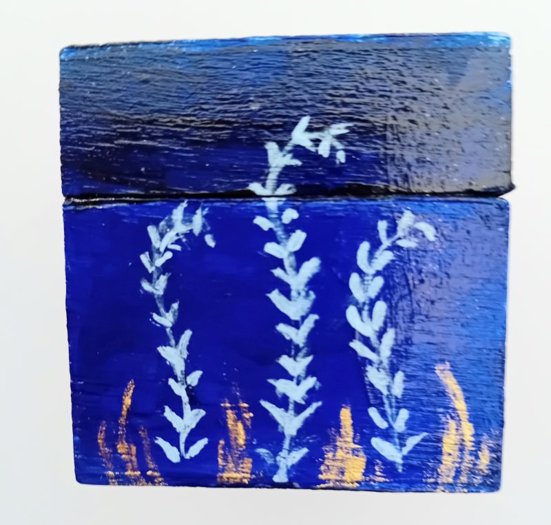 little blue trinket box hand painted
