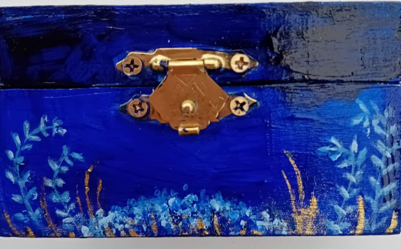 little blue trinket box hand painted