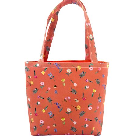 Handmade Orange Floral Design Childrens Tote Bag