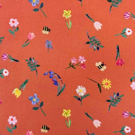 Handmade Orange Floral Design Childrens Tote Bag