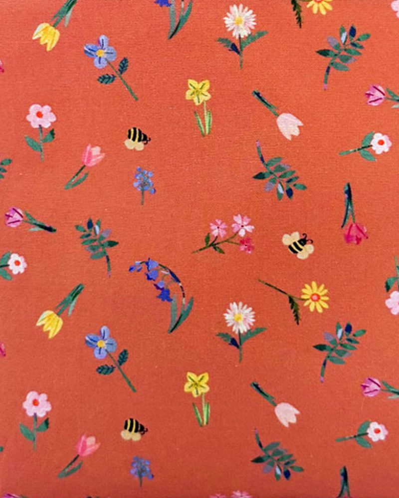 Handmade Orange Floral Design Childrens Tote Bag