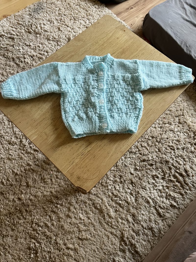 Hand knitted 0-3 months baby cardigan b