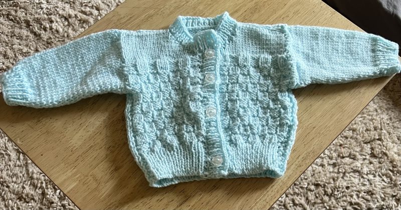 Hand knitted 0-3 months baby cardigan b
