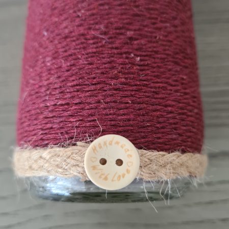 Burgundy yarn wrapped vase