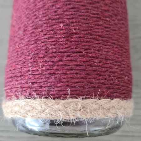 Burgundy yarn wrapped vase
