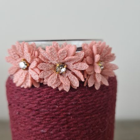 Burgundy yarn wrapped vase
