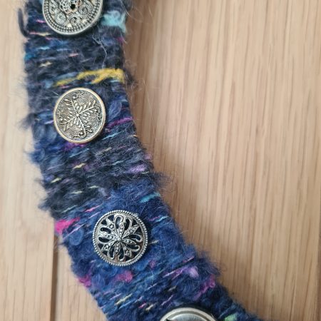 Vintage button yarn wrapped wreath