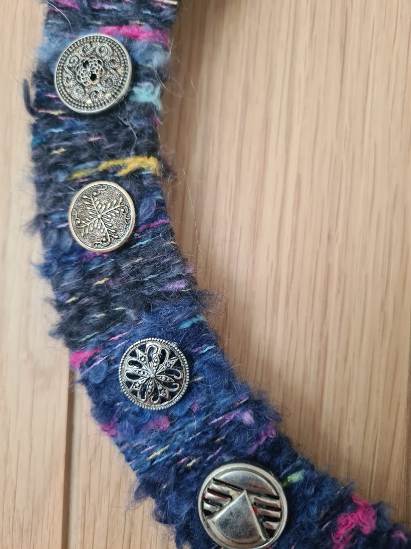 Vintage button yarn wrapped wreath