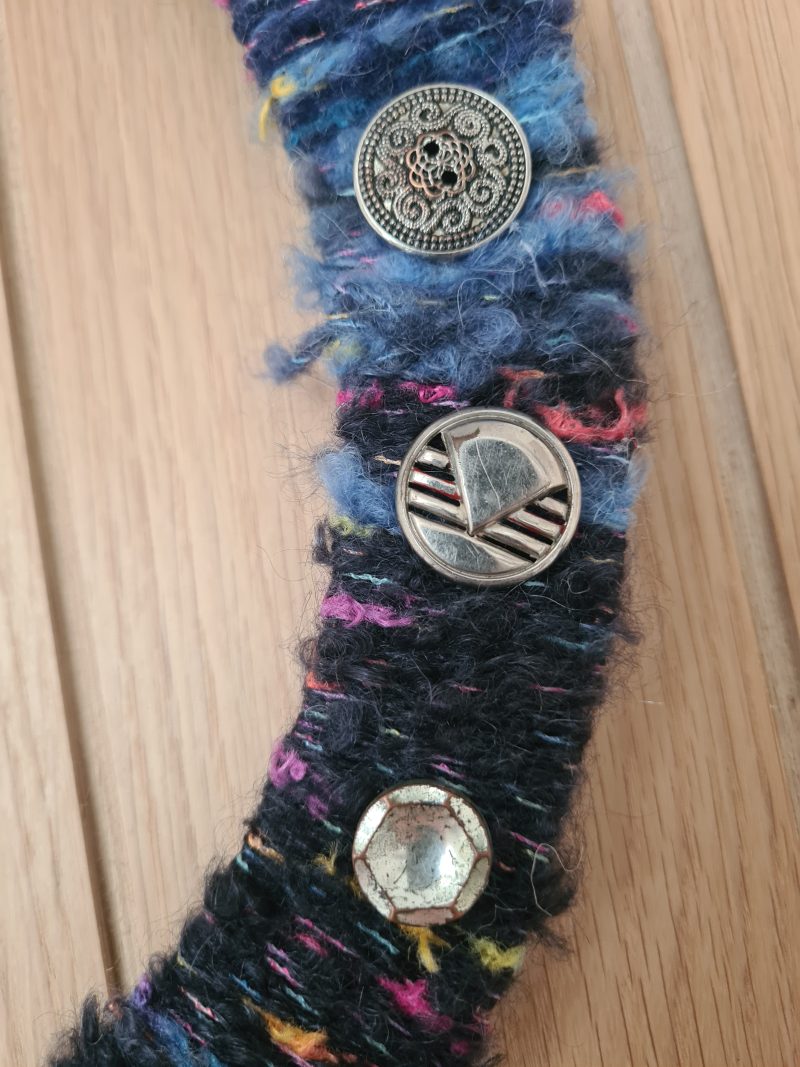 Vintage button yarn wrapped wreath