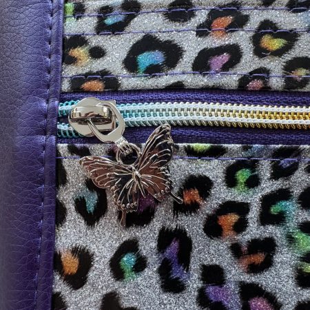 Purple and animal print mini crossbody bag