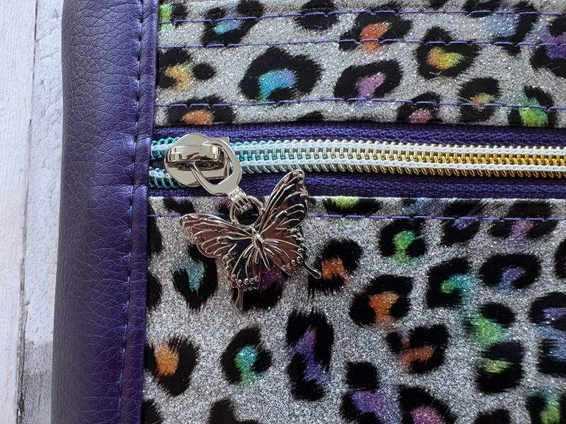 Purple and animal print mini crossbody bag