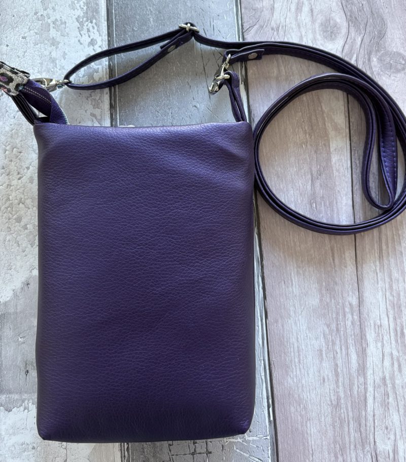 Purple and animal print mini crossbody bag