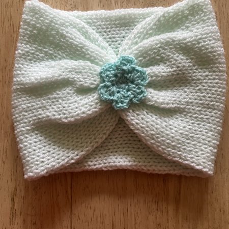 Hand knitted ear warmer/headband 0-3 months.