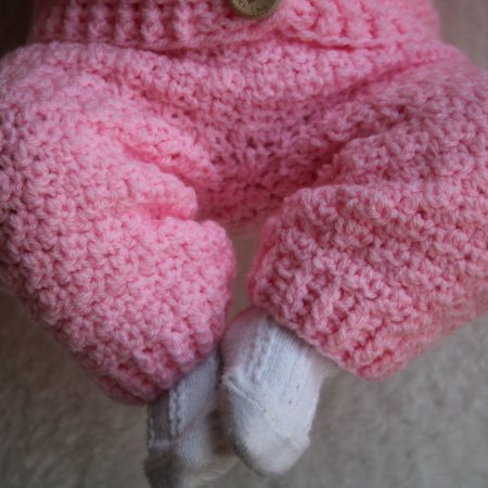 Pink Crochet Joggers with a ribbed cuff at the ankles