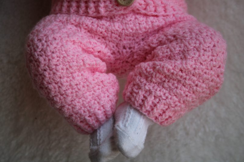 Pink Crochet Joggers with a ribbed cuff at the ankles