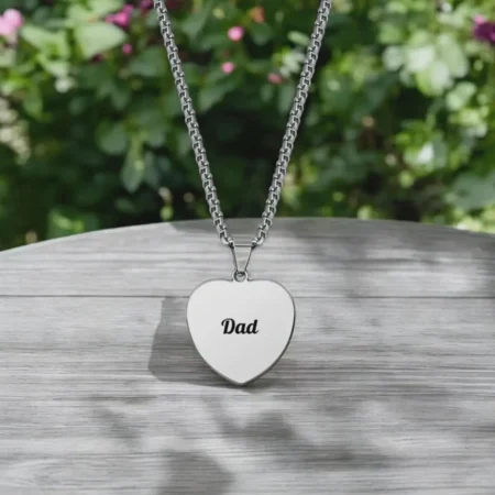 Sterling Silver Engravable Heart Necklace for Dad