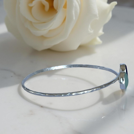 Sterling Silver Duo Sea Glass Bangle
