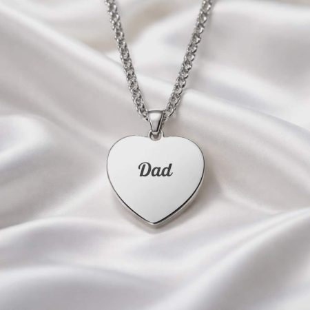 Sterling Silver Engravable Heart Necklace for Dad