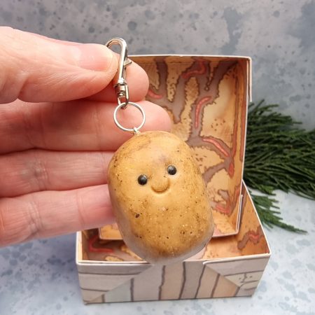 Potato keyring character gardener gift
