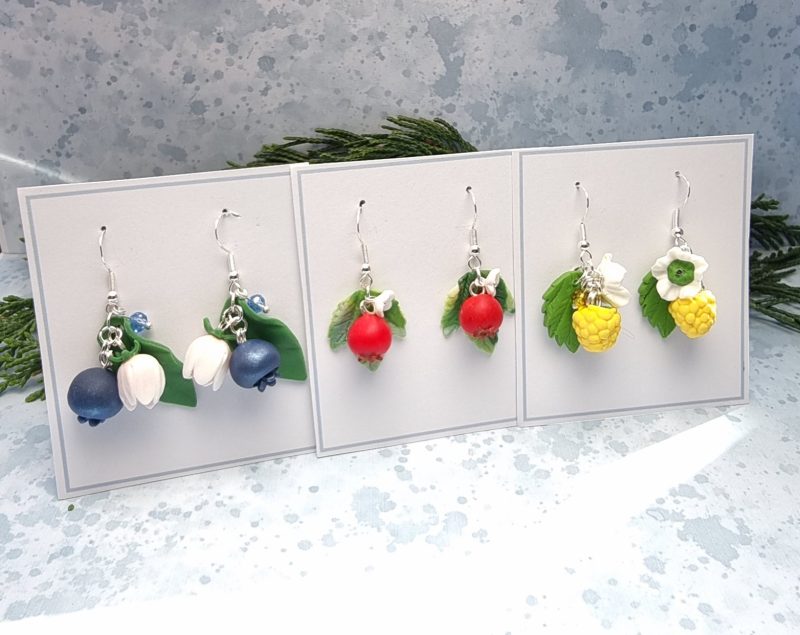 Berry nice earrings handmade polymer clay