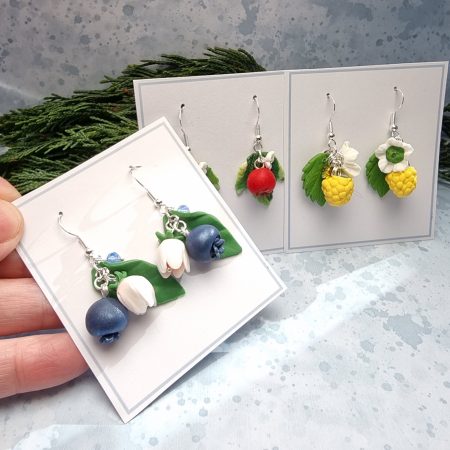 Berry nice earrings handmade polymer clay