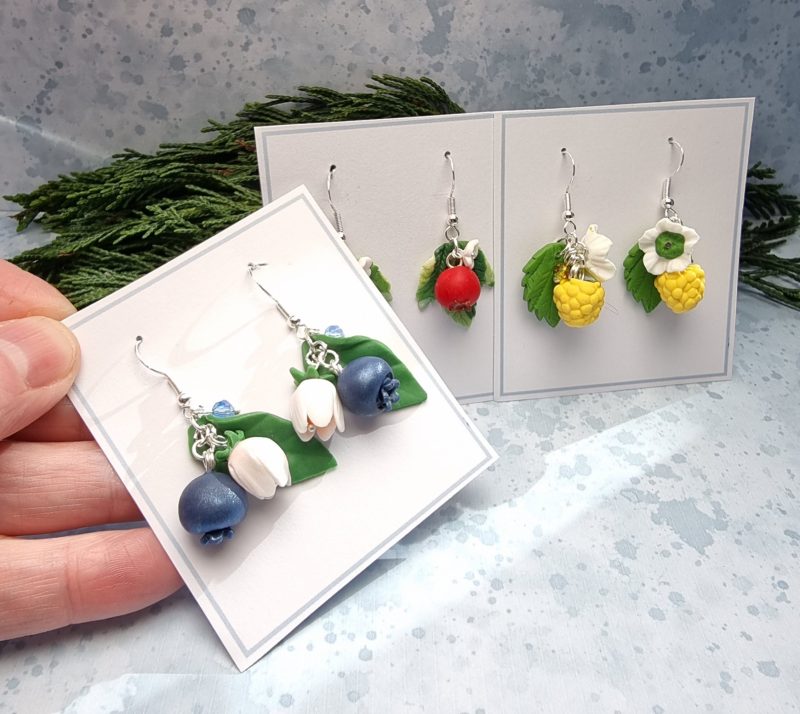 Berry nice earrings handmade polymer clay