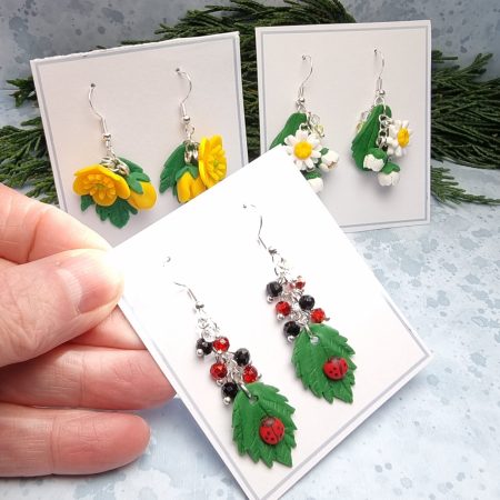 Summer lawn set of three earrings