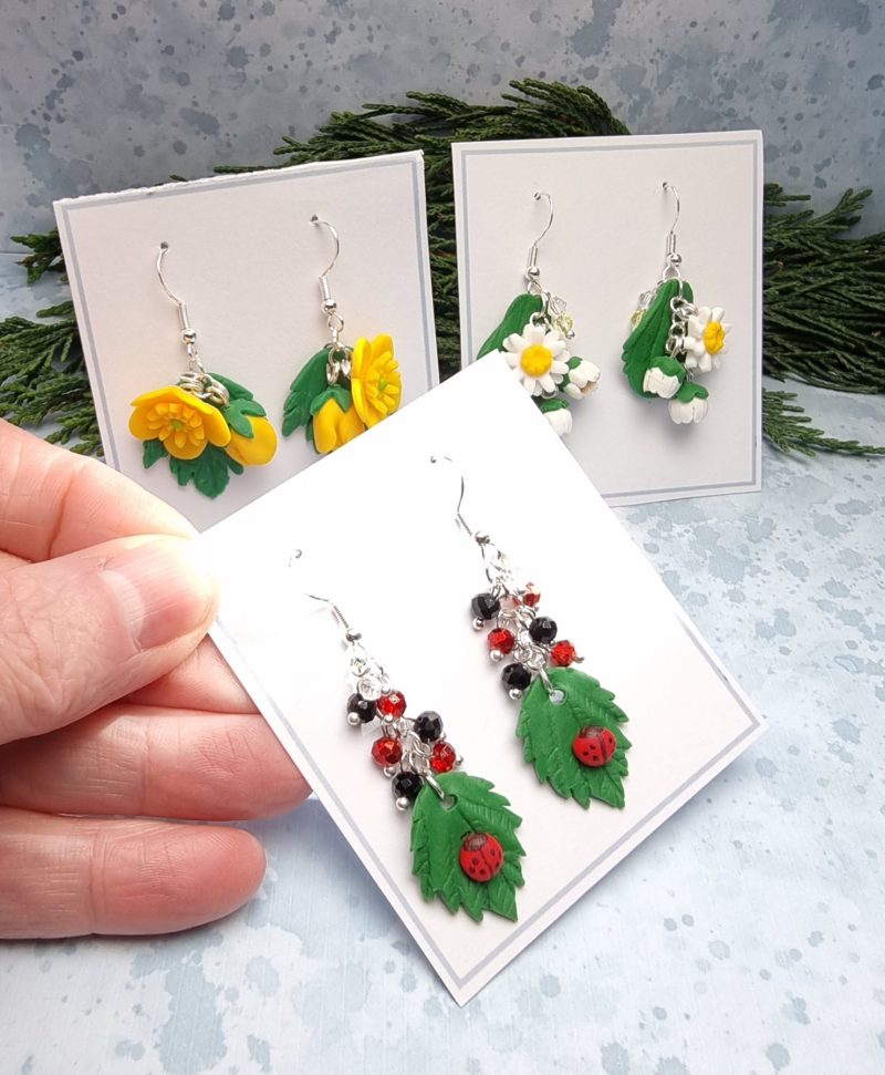 Summer lawn set of three earrings