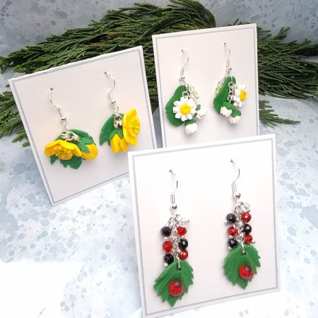 Summer lawn set of three earrings