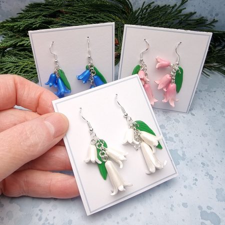 Bluebell delight earrings blue pink and white