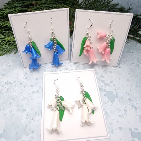 Bluebell delight earrings blue pink and white