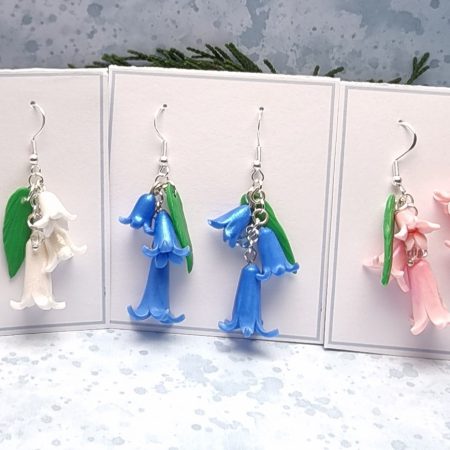 Bluebell delight earrings blue pink and white