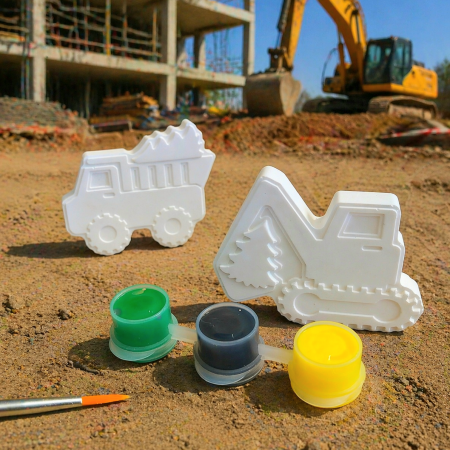 Paint Your Own Plaster Digger, Craft Activity,Construction Gift,Construction Party Bag Filler,Kids Party Activity 🚧