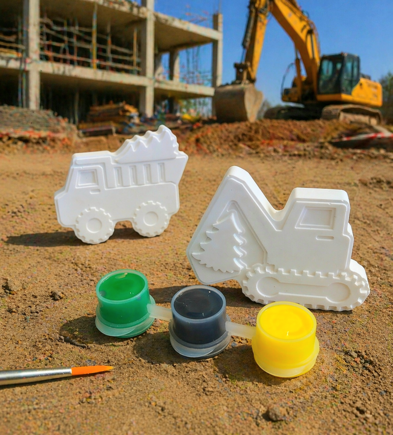 Paint Your Own Plaster Digger, Craft Activity,Construction Gift,Construction Party Bag Filler,Kids Party Activity 🚧