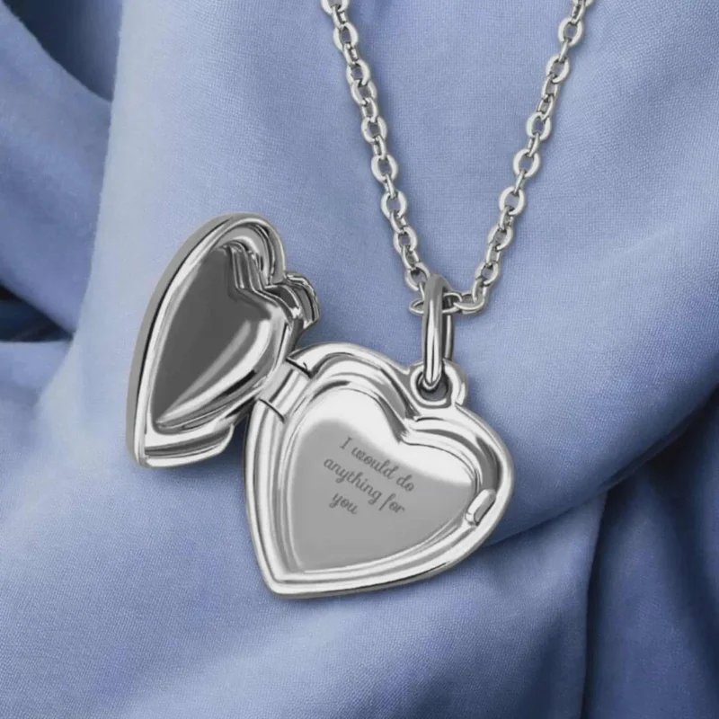 Vintage Embossed Heart Locket Necklace in Neutral Tones