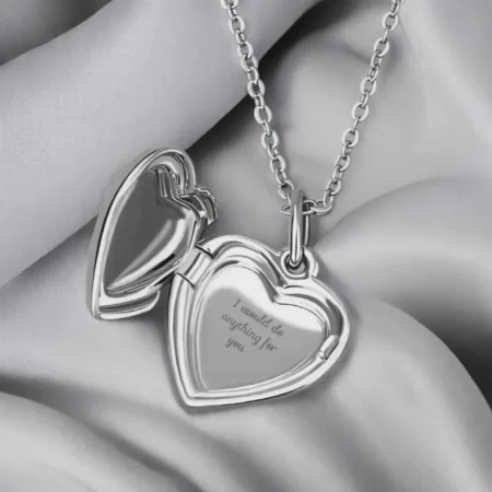 Vintage Embossed Heart Locket Necklace in Neutral Tones