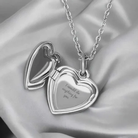 Vintage Embossed Heart Locket Necklace in Neutral Tones