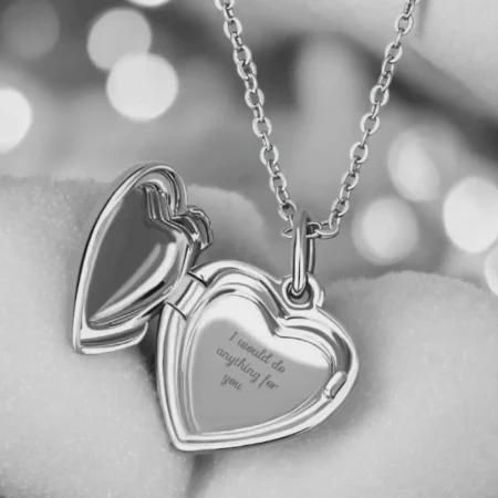 Vintage Embossed Heart Locket Necklace in Neutral Tones