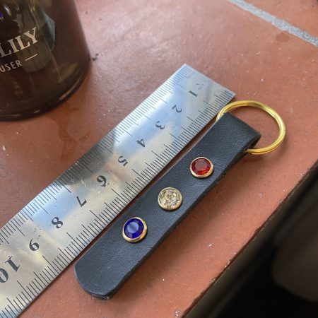 Red white and blue stunning crystal italian leather keyring