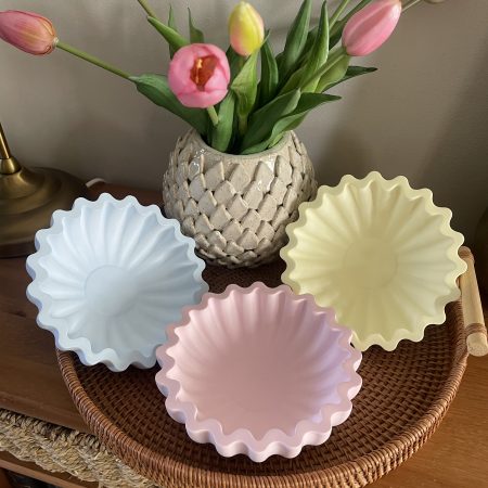 Eco resin fluted ruffle edge bowl handcrafted
