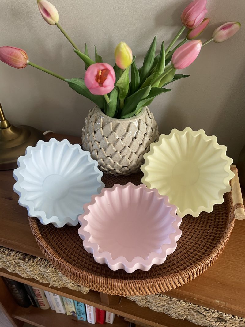 Eco resin fluted ruffle edge bowl handcrafted