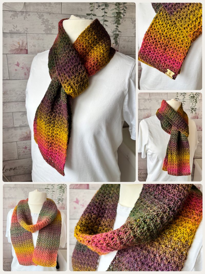 Crocheted Scarf in Autumnal Shades