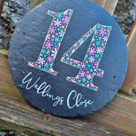 Hand Painted Reclaimed Roofing Slate House Number Address Sign - Custom/Personalised